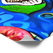 Art Nouveau Inspiriert Owl, Braun auf Cobalt Blue Poster (Ecke)