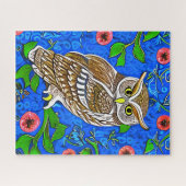 Art Nouveau Inspiriert Owl, Braun auf Cobalt Blue Puzzle (Horizontal)