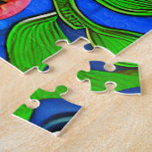 Art Nouveau Inspiriert Owl, Braun auf Cobalt Blue Puzzle (Seite)