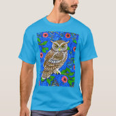 Art Nouveau Inspiriert Owl, Braun auf Cobalt Blue T-Shirt (Vorderseite)