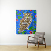Art Nouveau Inspiriert Owl, Braun auf Cobalt Blue Wandteppich (Beispiel)