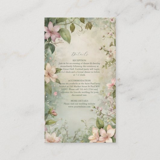 Art Nouveau Inspirierte Blumenfeier Begleitkarte (Vorderseite)