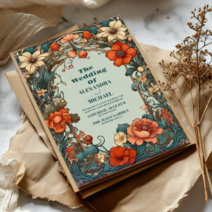 Art Nouveau Inspirierte Blumenfeier Einladung