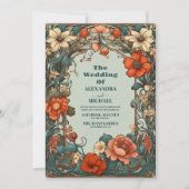 Art Nouveau Inspirierte Blumenfeier Einladung (Vorderseite)