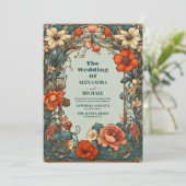 Art Nouveau Inspirierte Blumenfeier Einladung (Stehend Vorderseite)