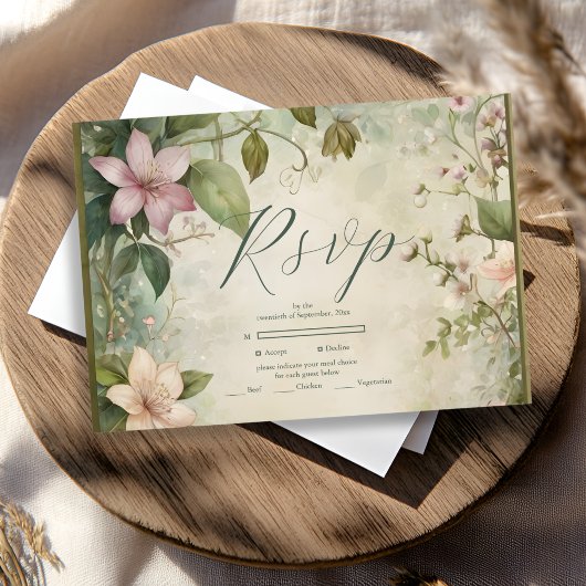 Art Nouveau Inspirierte Blumenfeier RSVP Karte