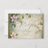 Art Nouveau Inspirierte Blumenfeier RSVP Karte (Vorderseite)