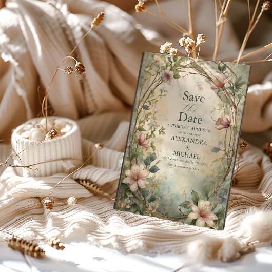 Art Nouveau Inspirierte Blumenfeier Save The Date