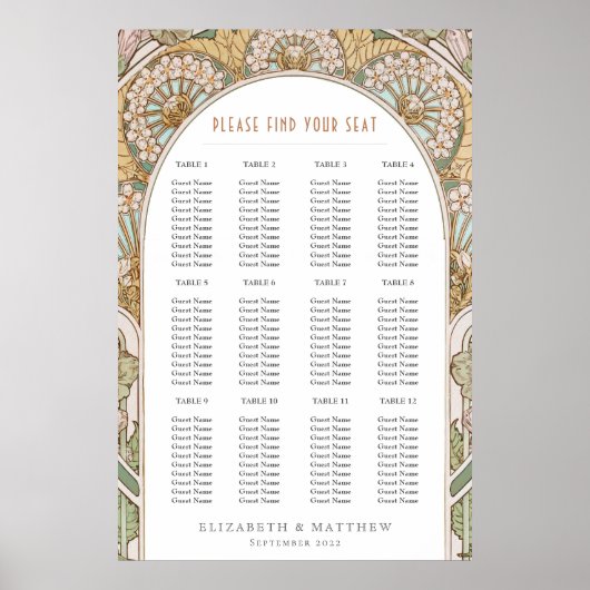 Art Nouveau Inspirierte Hochzeitssattelkarte Poster (Vorne)