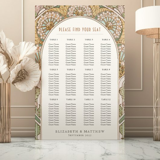 Art Nouveau Inspirierte Hochzeitssattelkarte Poster