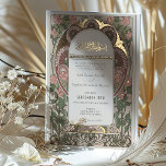 Art Nouveau Inspirierte islamische Hochzeitgolden  Folieneinladung<br><div class="desc">Diese islamische Hochzeitseinladung ist ein echter Beweis für zeitlose Liebe und stellt eine harmonische Mischung aus kulturellem Reichtum und Jugendstil-Eleganz dar. Das Design zeichnet sich durch eine sanfte pfirsichfarbene Kulisse mit Akzenten von Salbeigrün und Rosa aus, harmonisch mit den Details der Goldfolie verwoben. Die Vorderseite ist mit einem ruhigen Lebensbaum...</div>
