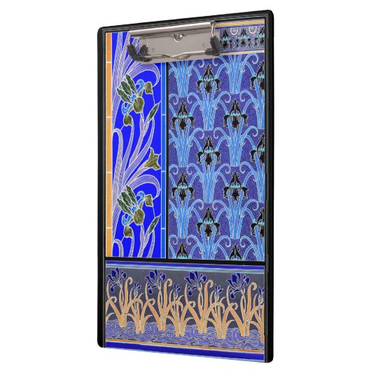 Art Nouveau Iris elegante bläuliche schwarze Verne Klemmbrett (Links)