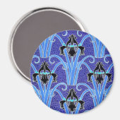 Art Nouveau Iris floral elegante verneuil schwarz  Magnet (Vorderseite/Rückseite)