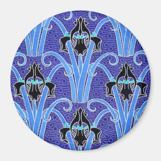 Art Nouveau Iris floral elegante verneuil schwarz  Magnet (Vorne)