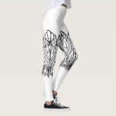 Art Nouveau Iris floral schwarz-weiß Leggings (Rechts)