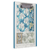 Art Nouveau Iris lila blühende Textilkunst Blau Klemmbrett (Rechts)