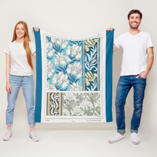 Art nouveau iris lilie floral textilkunst fleecedecke