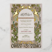 Art Nouveau Islamic Wedding Gold Akzente Folieneinladung (Vorderseite)