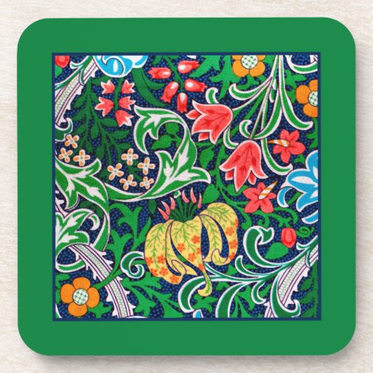 Art Nouveau Jakobsfloral, Emerald Green Getränkeuntersetzer (Vorderseite)