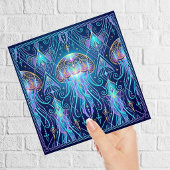 Art Nouveau Jellyfish Cosmic Ocean Pattern Purple  Fliese