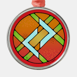 Art Nouveau Jera Rune der Ernte Ornament Aus Metall