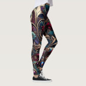 Art Nouveau Jewel Tone Vintag Glam Leggings (Rechts)