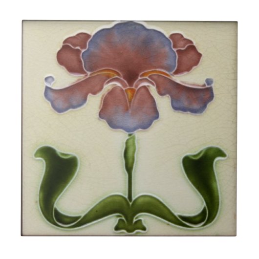 Art Nouveau Keramik Tile - Lilac Blume Fliese (Vorderseite)