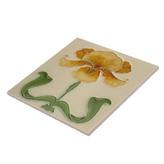 Art Nouveau Keramik Tile - Senf Blume Fliese (Seite)