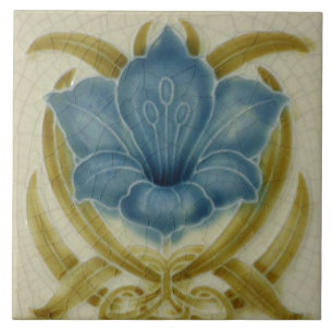 Art Nouveau Keramikfliesen - Vintage Blaue Blume Fliese