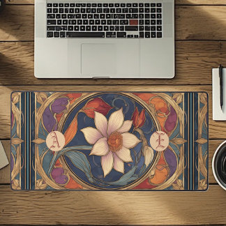 Art Nouveau Klassisch Blumen Vintage Botanisch Far Schreibtischunterlage