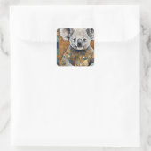 Art Nouveau Koala Bear Quadratischer Aufkleber (Tasche)