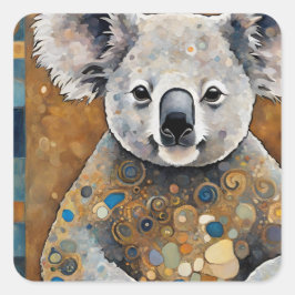 Art Nouveau Koala Bear Quadratischer Aufkleber