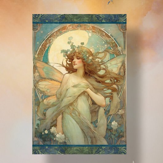 Art Nouveau Lady Fairy Alphonse Mucha Ephemera Seidenpapier