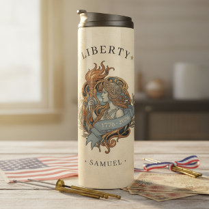 Art Nouveau Lady Liberty USA 250 Motiv ID1303 Thermosbecher