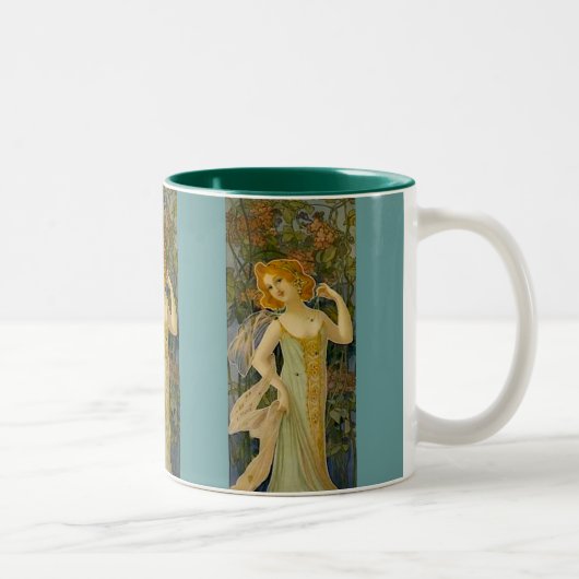 Art Nouveau Lady Zweifarbige Tasse (Rechts)