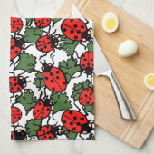 Art Nouveau Ladybug Insektenmuster Geschirrtuch (Viertel Falte)