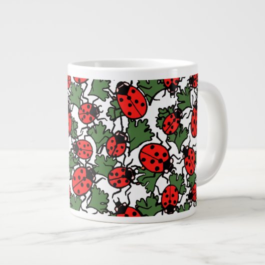 Art Nouveau Ladybug Insektenmuster Jumbo-Tasse (Vorderseite Rechts)