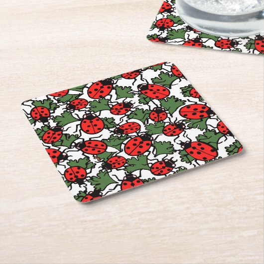 Art Nouveau Ladybug Insektenmuster Rechteckiger Pappuntersetzer (angewinkelt)