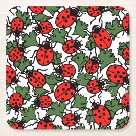 Art Nouveau Ladybug Insektenmuster Rechteckiger Pappuntersetzer