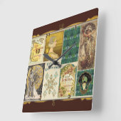 Art Nouveau Ladys Quadratische Wanduhr (Winkel)