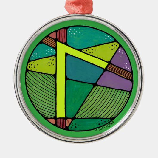 Art Nouveau Laguz Rune of Life Ornament Aus Metall (Vorne)