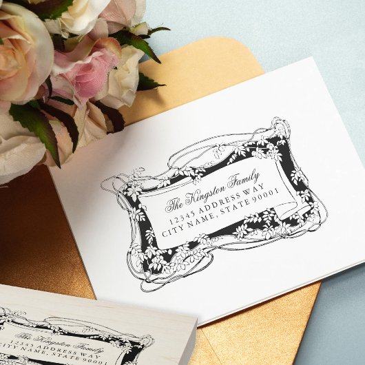 Art Nouveau Leafina Vines Adressetikett Gummistempel