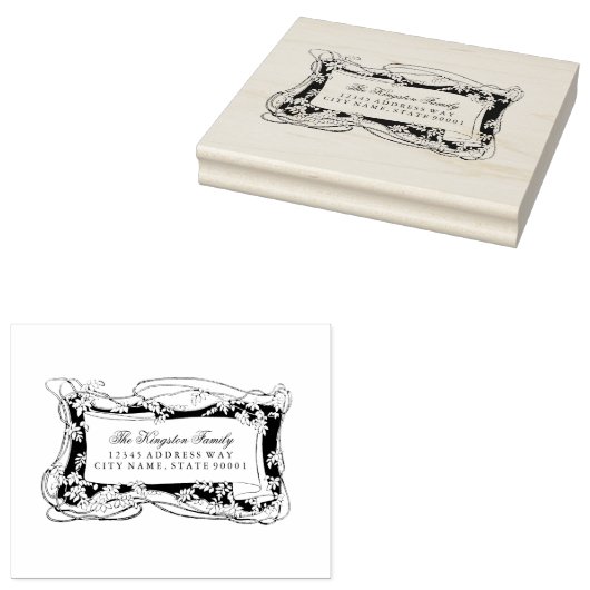 Art Nouveau Leafina Vines Adressetikett Gummistempel (Stempel)
