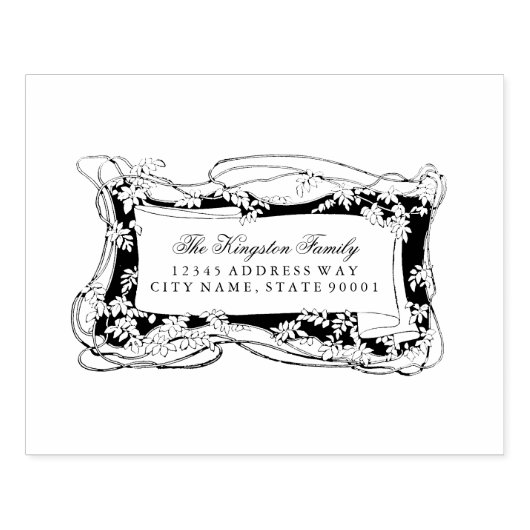 Art Nouveau Leafina Vines Adressetikett Gummistempel (Prägung)