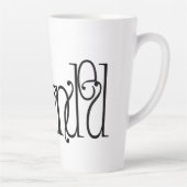 Art Nouveau Lefthanded Typografie Latte Tasse (Rechts)