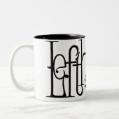 Art Nouveau Lefthanded Typografy Design Two-Tone Zweifarbige Tasse (Links)