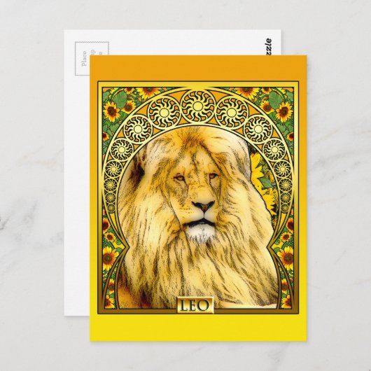 Art Nouveau Leo Postkarte (Vorne/Hinten)