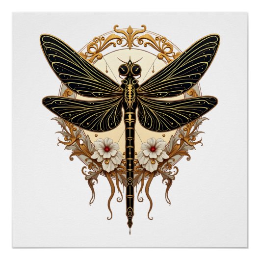 Art Nouveau Libelle Elegant Steampunk Poster (Vorderseite)