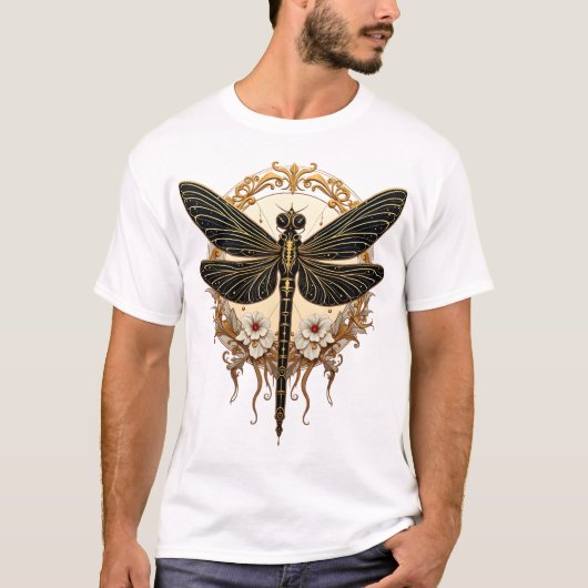 Art Nouveau Libelle Elegant Steampunk T-Shirt (Vorderseite)