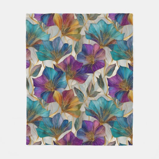 Art Nouveau lila clematis Fleecedecke (Vorderseite)